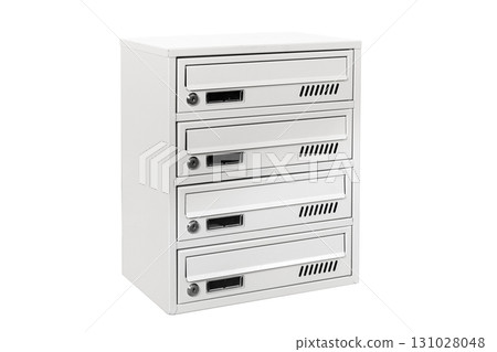 Mail boxes filled of leaflets and letters. Shallow DOF,Mailboxes and Lock in Rows at Entrance Mail boxes filled of leaflets and letters. Shallow DOF,Mailboxes and Lock in Rows at Entrance 131028048