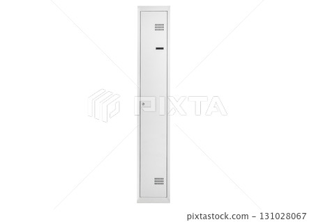 White lockers with silver numbers in bright interior. Change room metal box row 131028067