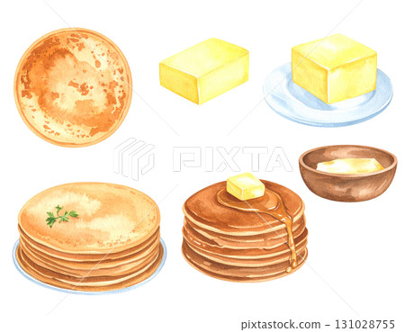 Illustration material of butter and pancakes 131028755