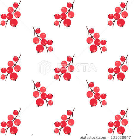 Seamless pattern with red berries on white background for seasonal design 131028947