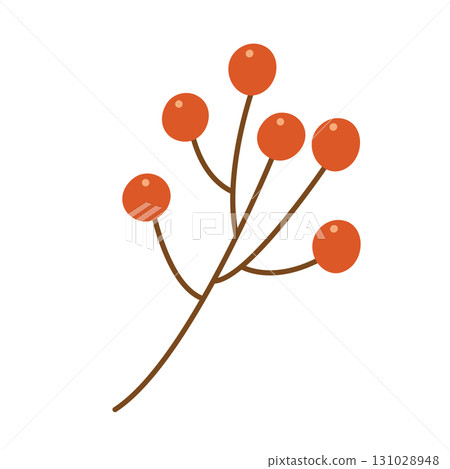 Minimalist berry twig illustration for autumn design 131028948