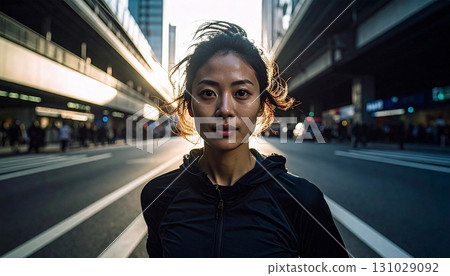 At sunset, women train, sweating in a marathon for beauty and health 131029092