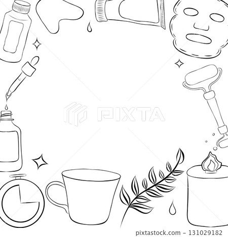 Still life with beauty products. Makeup and online shopping concept. Vector illustration can be used in articles, banners, flyers, social media designs related to cosmetics. Daily beauty routine. 131029182