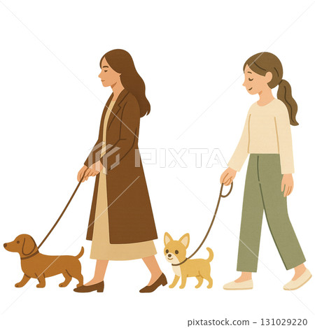 狗臘腸狗吉娃娃女人生活步行插圖 131029220