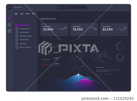 futuristic dark themed dashboard displaying holographic wireframe of a robotic arm concepts of robotics automation and intelligent machinery data analytics with manufacturing and industrial technology 131029285