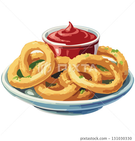 Illustration of fried onion rings | White background, fast food, vector material 131030330
