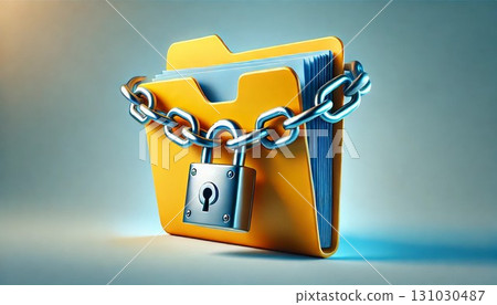 帶有鏈條和鎖的安全資料夾 — 現代加密設計 131030487