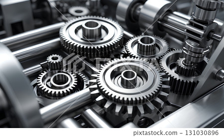 metal gear wheels on steel background 131030896
