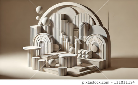 抽象家具幾何 - 未來主義 3D 構圖 131031154