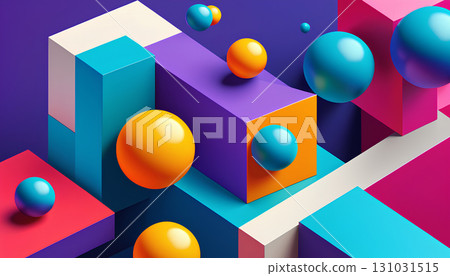 3d rendering of a multicolored abstract blocks 131031515