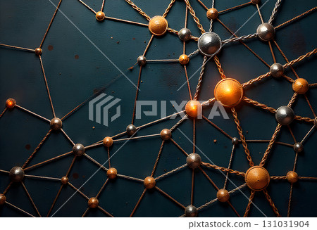 red connection lines and dots on the red 131031904