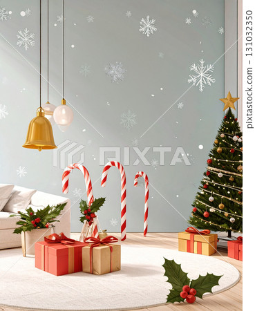 可愛而精緻的背景，採用柔和的色彩，以雪花、聖誕樹和禮品盒為特色。 131032350