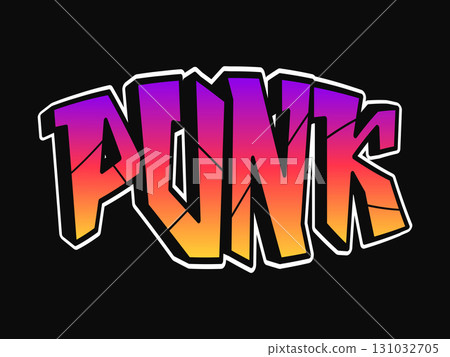 Punk graffiti art with vibrant colors on black background 131032705