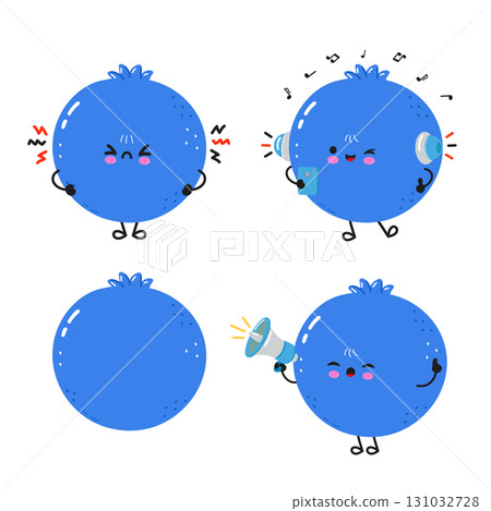 Cute cartoon blueberries in various scenarios Cute cartoon blueberries in various scenarios 131032728