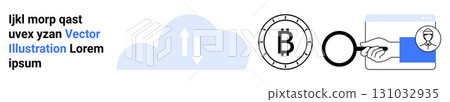 Cloud storage symbol, cryptocurrency coin with magnifying glass, and hand holding key representing online security. Ideal for technology, finance, data protection, cryptocurrency, cloud computing Cloud storage symbol, cryptocurrency coin with magnifying glass, and hand holding key representing online security. Ideal for technology, finance, data protection, cryptocurrency, cloud computing 131032935