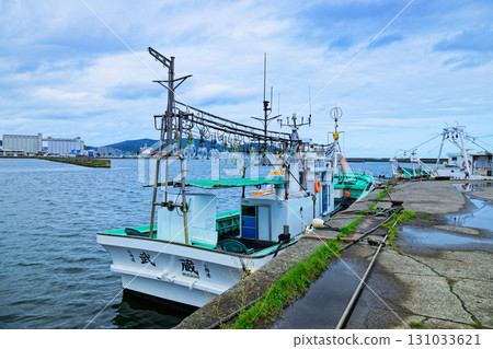 武藏碼頭的魷魚漁船和休閒漁船 武藏碼頭的魷魚漁船和休閒漁船 131033621