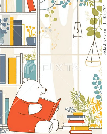 一隻熊在讀書的插圖 131033704