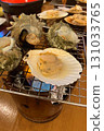 Grilled scallops and turban shells 131033765