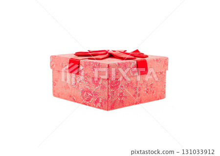 colorful holiday box with ribbon on white isolated background colorful holiday box with ribbon on white isolated background 131033912