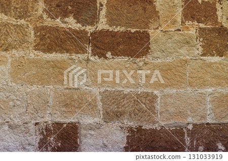 brick wall block brown and beige background closeup brick wall block brown and beige background closeup 131033919