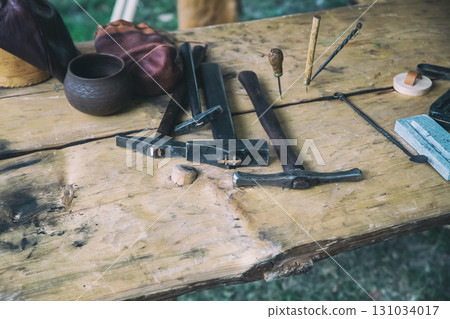 tanner's hand tool set, hammer and awl traditional tool tanner's hand tool set, hammer and awl traditional tool 131034017