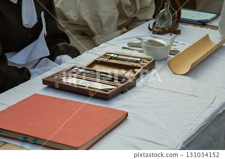 set of surgical instruments of old devices for performing operations 131034152