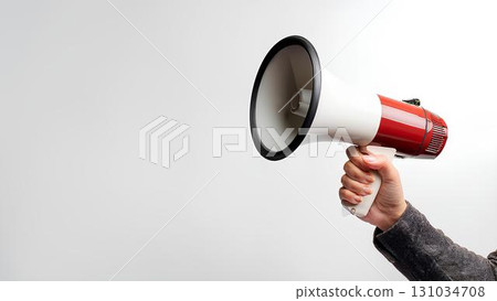 megaphone with loudspeaker megaphone with loudspeaker 131034708