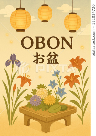 A poster for Obon with a calm and cheerful atmosphere 131034720