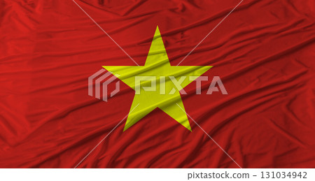 Vietnamese flag waving. Flag of Vietnam with cloth texture Vietnamese flag waving. Flag of Vietnam with cloth texture 131034942