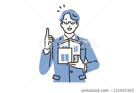 拿著房子模型的商人 131035303