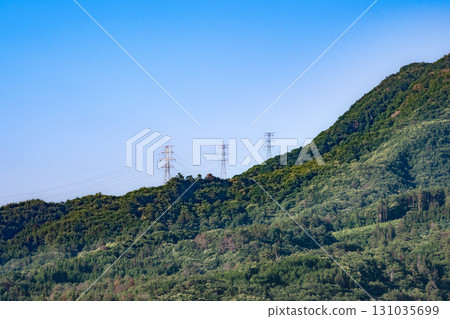 Steel tower standing on the mountain Steel tower standing on the mountain 131035699