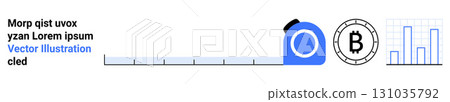 Measuring tape, Bitcoin symbol, bar chart. Ideal for finance, cryptocurrency, data analysis, measurement, blockchain technology, investment, business. Landing page Measuring tape, Bitcoin symbol, bar chart. Ideal for finance, cryptocurrency, data analysis, measurement, blockchain technology, investment, business. Landing page 131035792
