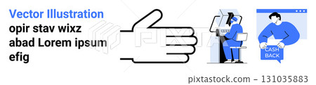Large hand gesture, person using computer, someone holding cash back signage. Ideal for business, technology, communication, e-commerce, customer engagement, online support, financial services Large hand gesture, person using computer, someone holding cash back signage. Ideal for business, technology, communication, e-commerce, customer engagement, online support, financial services 131035883