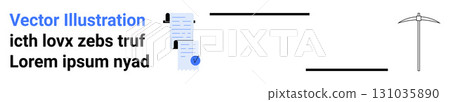 Business document with signature, checklist, text blocks, and pen. Ideal for business, contracts, documentation, office work, agreements, legal documents, and organizational tools. Landing page Business document with signature, checklist, text blocks, and pen. Ideal for business, contracts, documentation, office work, agreements, legal documents, and organizational tools. Landing page 131035890