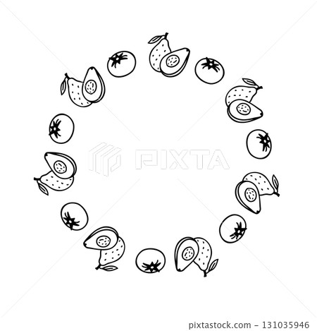 簡單手繪可愛蔬菜圖像框架 131035946