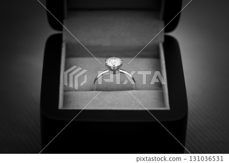 Classic Engagement Diamond Ring in Jewelry Box Classic Engagement Diamond Ring in Jewelry Box 131036531