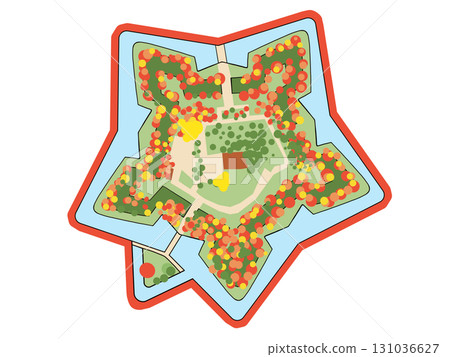 秋季五稜郭鳥瞰圖(簡單變形) 秋季五稜郭鳥瞰圖(簡單變形) 131036627