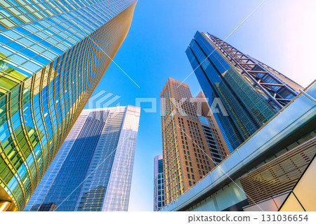 Tokyo cityscape, Japan, September 17th. Overlooking the Shiodome business district. 131036654