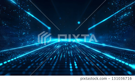 Glowing blue tech grid on a dark background, giving a high-tech digital interface feel. Great for IT, data, and tech-focused designs. 131036716