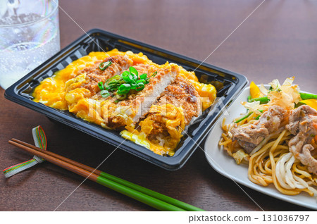 Fluffy egg cutlet rice bowl 131036797