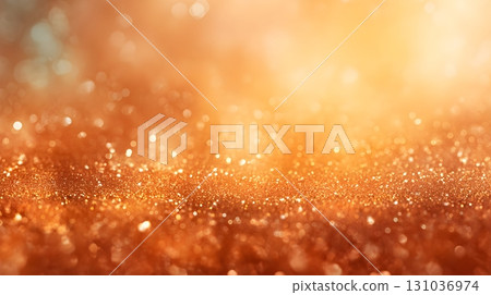 Golden glitter surface with shimmering bokeh and soft glow 131036974