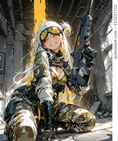 Self-Defense Force character holding a gun 131037712