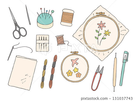 手繪刺繡插圖集（彩色） 131037743
