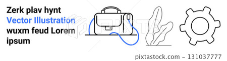 Black and blue business bag, plant, and gear vector art. Ideal for business, technology, education, marketing, web design, branding, and apps. Landing page Black and blue business bag, plant, and gear vector art. Ideal for business, technology, education, marketing, web design, branding, and apps. Landing page 131037777