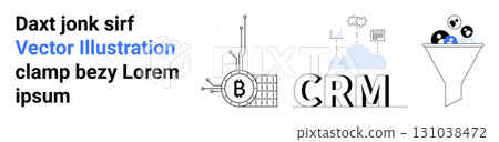 Various elements include blockchain symbol, CRM clouds, and funnel with users. Ideal for technology presentations, business analytics, startups, digital marketing, CRM discussions, blockchain Various elements include blockchain symbol, CRM clouds, and funnel with users. Ideal for technology presentations, business analytics, startups, digital marketing, CRM discussions, blockchain 131038472