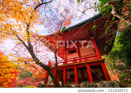 Pavilion pagoda of Diagoji temple in autumn foliage garden, Kyoto Pavilion pagoda of Diagoji temple in autumn foliage garden, Kyoto 131038572