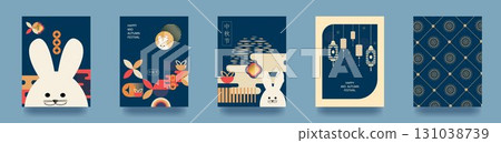 Poster, greeting card, background in geometric style for Mid-Autumn Festival. Translation into Chinese Mid-Autumn Festival. Vector Poster, greeting card, background in geometric style for Mid-Autumn Festival. Translation into Chinese Mid-Autumn Festival. Vector 131038739