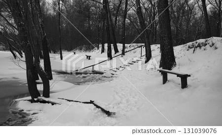 Winter Riverside Serenity: A Frosty Tale Along the Riverbanks Winter Riverside Serenity: A Frosty Tale Along the Riverbanks 131039076