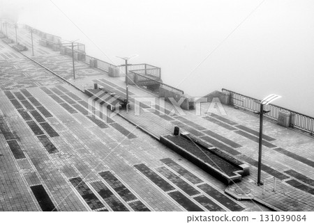 The dense mist obscures the details of the landscape The dense mist obscures the details of the landscape 131039084