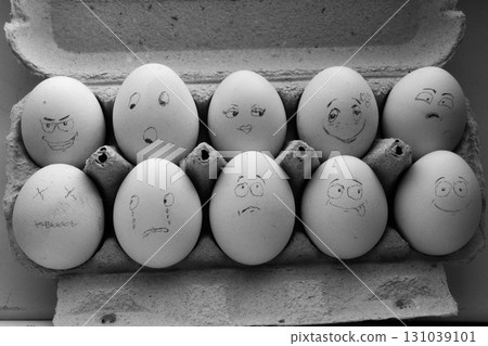 The photograph captures the essence of light and shadow as it plays across eggs 131039101